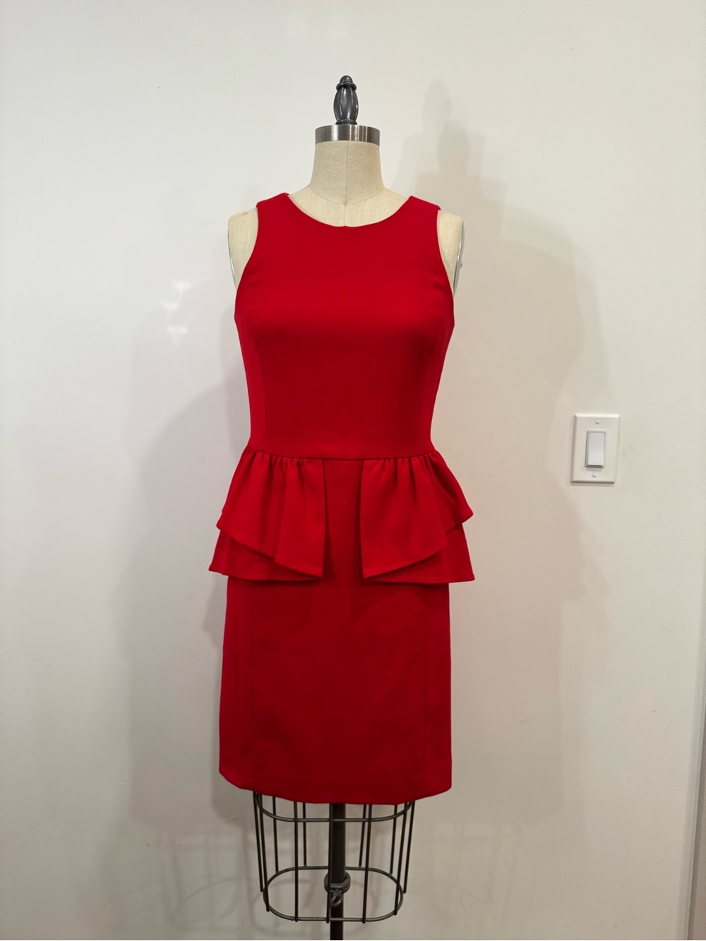 MICHAEL Michael Kors Red Sleeveless Peplum Midi Dress